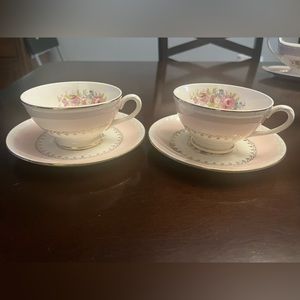 Vintage 40s Homer Laughlin Eggshell Georgian Marilyn Chateau Teacups Pink